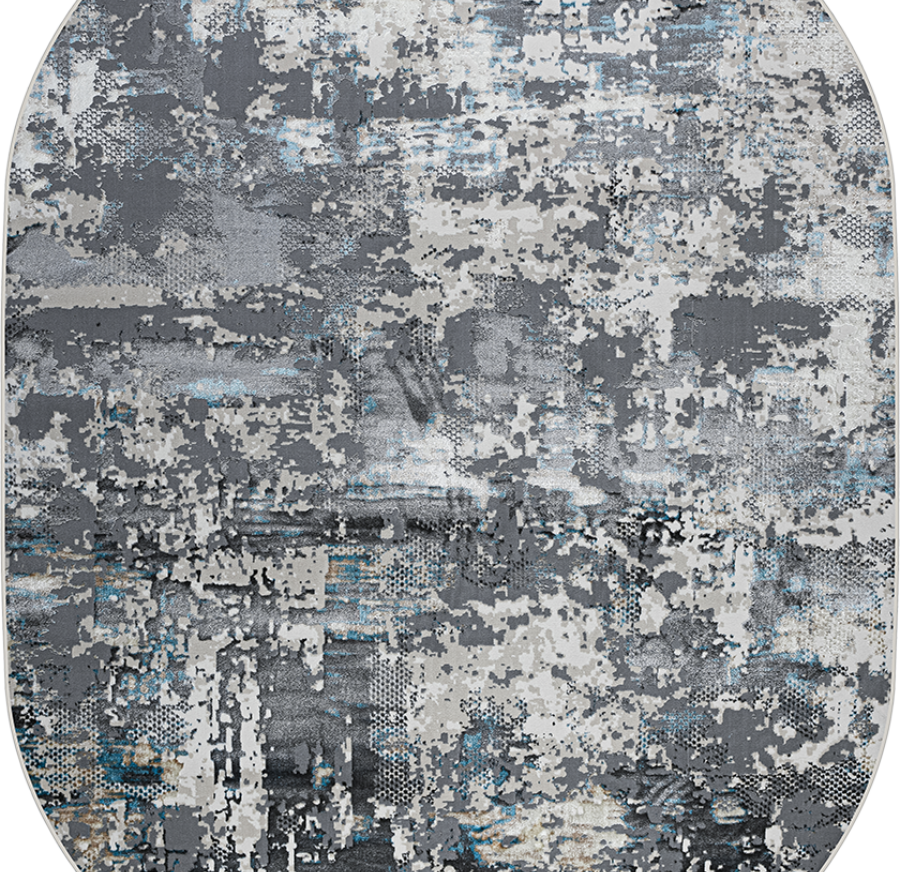 37896B oval BLUE FLS / BEIGE FLS