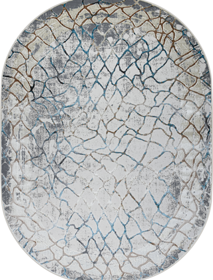 37888A oval BLUE FLS / BEIGE FLS