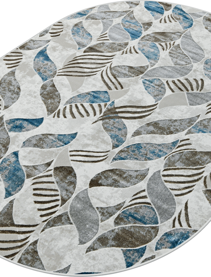 36896A oval BLUE FLS / BEIGE FLS