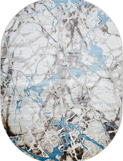 37891A oval BLUE FLS / BEIGE FLS