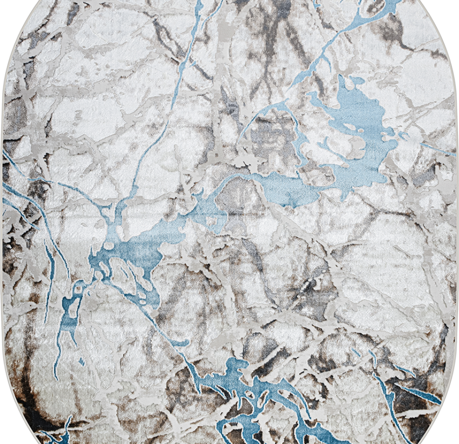 37891A oval BLUE FLS / BEIGE FLS