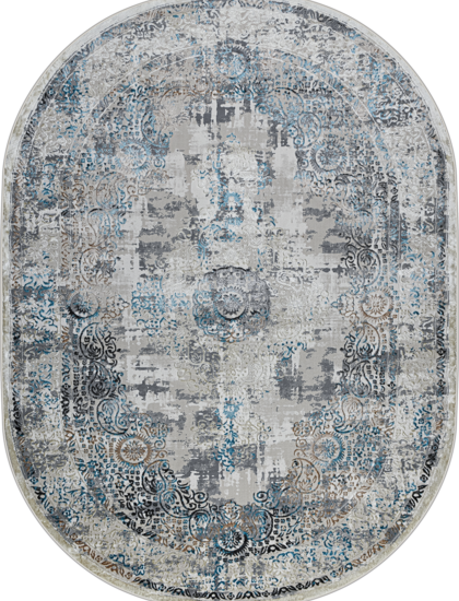 37908C oval BLUE FLS / BEIGE FLS