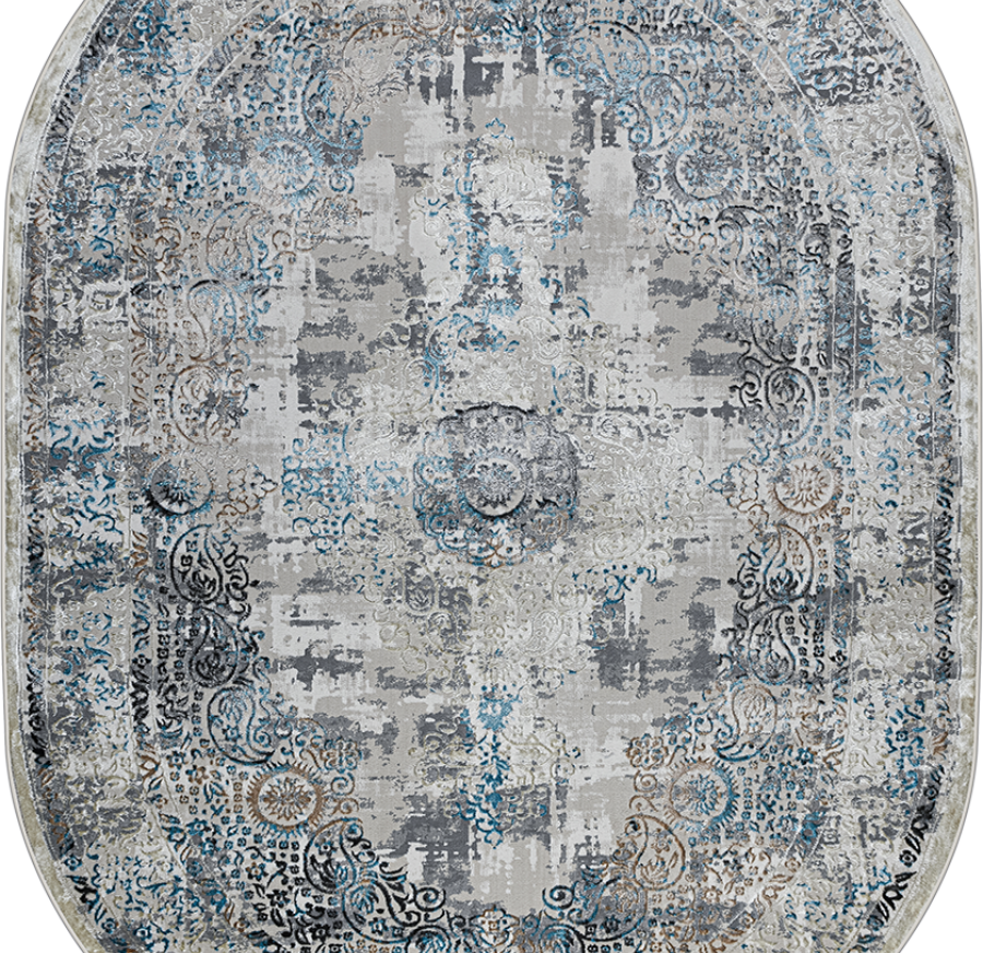 37908C oval BLUE FLS / BEIGE FLS