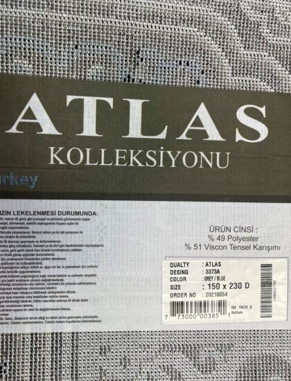 Прямоугольный ковёр Atlas 3373A_GREY_BLUE, Турция