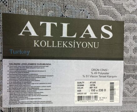 Прямоугольный ковёр Atlas 3373A_GREY_BLUE, Турция