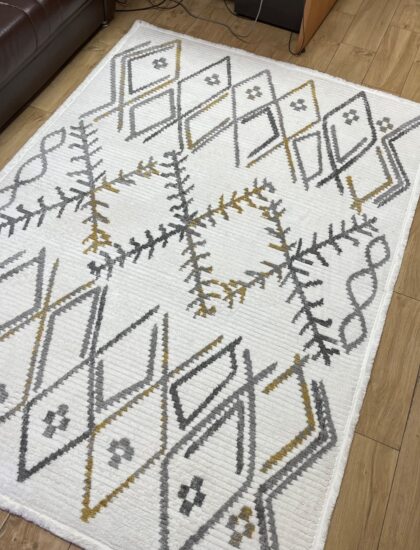 Прямоугольный ковёр Sun_life  A938AF_L_GREY_P_WHITE, Турция