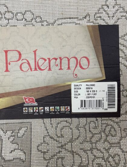 Прямоугольный ковёр Palermo 00501A_L_GREY_P_GREY, Турция