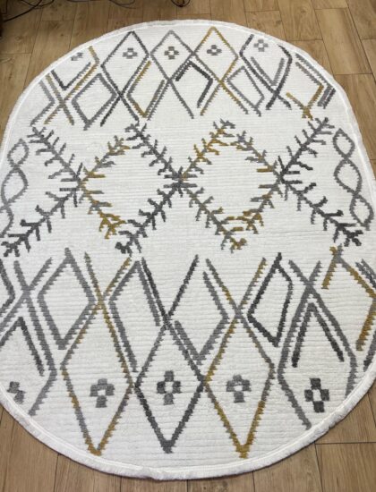 Овальный ковёр Sun_life  A938AF_L_GREY_P_WHITE, Турция