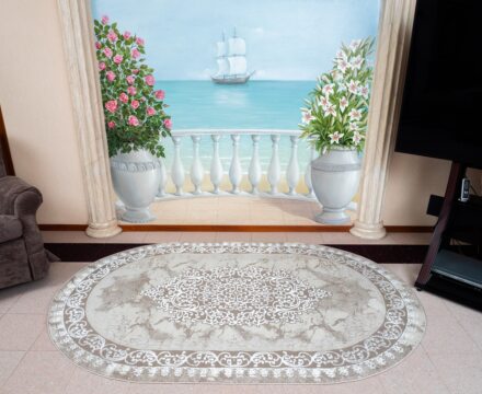 Овальный ковёр Atlas 3448A_VIZON_BEIGE, Турция