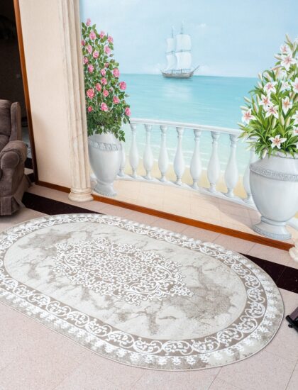 Овальный ковёр Atlas 3448A_VIZON_BEIGE, Турция