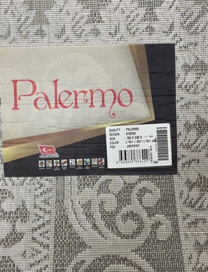 Квадратный ковёр Palermo 0102SA_C_L_GREY_C_GREY, Турция