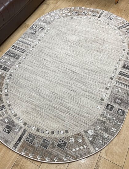 Овальный ковёр Effero  A524BQ_L_GREEY_D_GREY, Турция