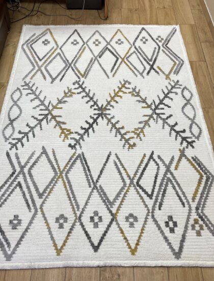 Прямоугольный ковёр Sun_life  A938AF_L_GREY_P_WHITE, Турция