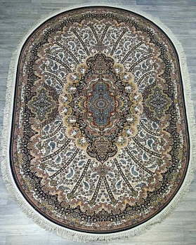 Овальный ковер  kover-abrishim-20214j-oval-cream-navy | Иран