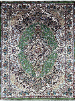 Прямоугольный ковер из шелка 9054-yesil-beige | Турция