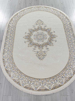 Овальный ковер из полиэстера essa 27236a - cream / blue | Турция
