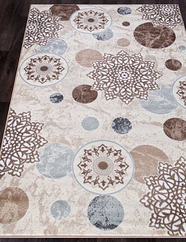 Прямоугольный ковер из синтетики d309 - cream-brown | Россия