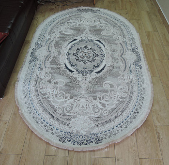 Овальный ковер из акрила 2539A_CREAM_BLUE овал | Турция
