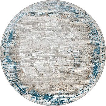Круглый ковер из полиэстера 38548a-blue-fls-cream-fls-krug | Турция