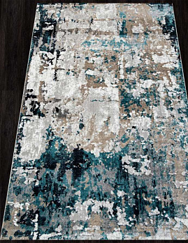 Прямоугольный ковер из полиэстера 01632a - grey / turquoise | Турция