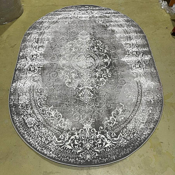 Овальный ковер из синтетики d706bg-l-grey-cream-o | Турция