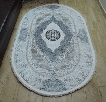 Овальный ковер из акрила 2538A_CREAM_BLUE овал | Турция