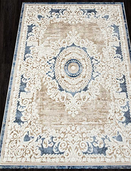 Прямоугольный ковер из полиэстера o1701 - 630 cream / blue | Турция