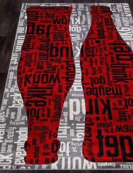 Прямоугольный ковер из синтетики c081 - gray-red | Россия