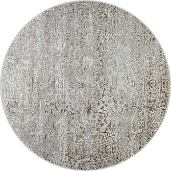 Круглый ковер из полиэстера 37905b-beige-fls-beige-fl-r | Турция