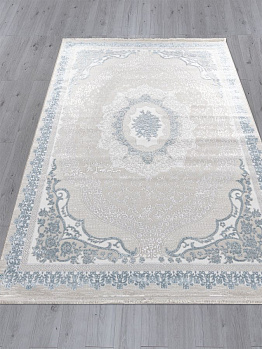 Прямоугольный ковер из полиэстера q010a - cream shrink / blue fdy | Турция